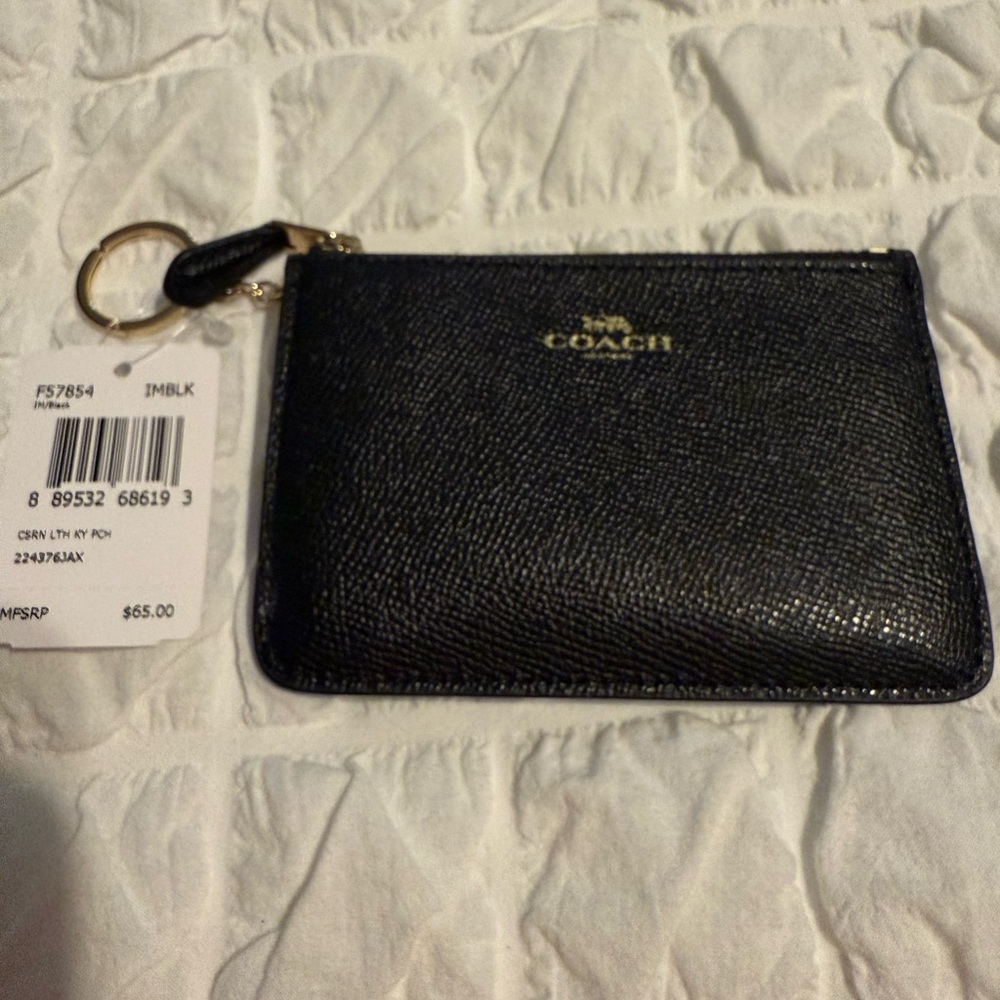 Coach Black Key Pouch New With Tags